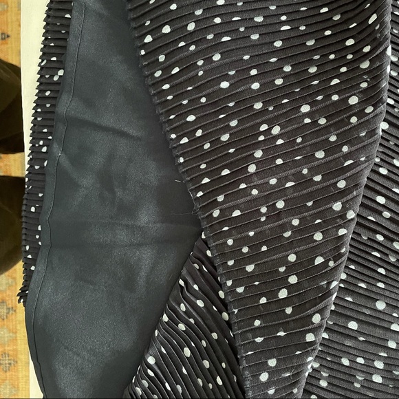 Ann Taylor LOFT navy polka-dot pleated midi skirt - Picture 3 of 3